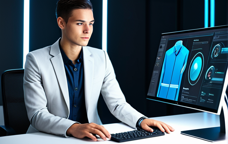 A young adult professional, fully clothed in a modest business suit, sitting at a sleek, futuristic workstation. The person is interacting with a holographic interface, which displays a customizable 3D digital avatar. The avatar is also fully clothed in professional, modest attire, and is shown in various stages of modification, such as changing outfits or accessories. The setting is a modern, minimalist office or a digital design studio, with soft, ambient lighting. Professional photography, high-resolution, sharp focus, perfect anatomy, correct proportions, natural pose, well-formed hands, proper finger count, natural body proportions, safe for work, appropriate content, fully clothed, professional, modest.