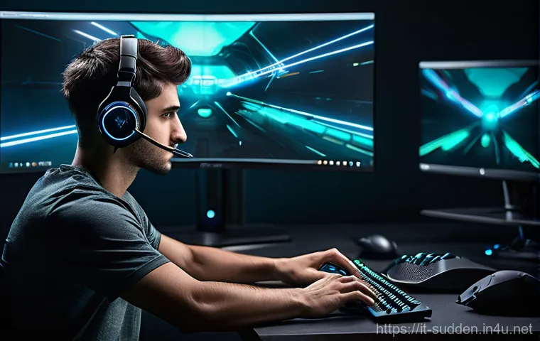 서든어택 추천 설정값 - **Precision Aim and Intense Focus:** "A diverse male gamer, mid-20s, with a highly determined an...