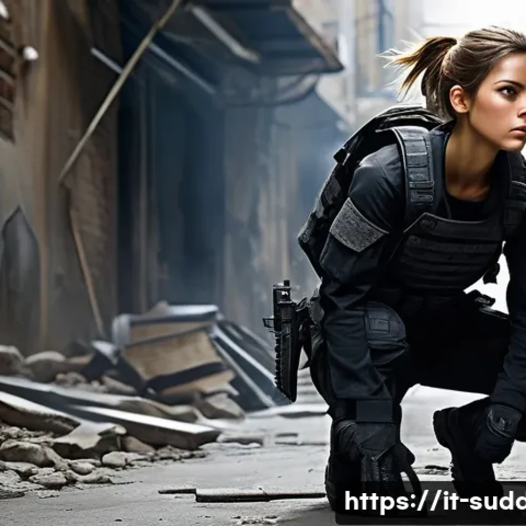 서든어택 캐릭터별 스킬 - **Prompt for High Mobility and Tactical Sabotage:** "A highly agile female commando is captured ...