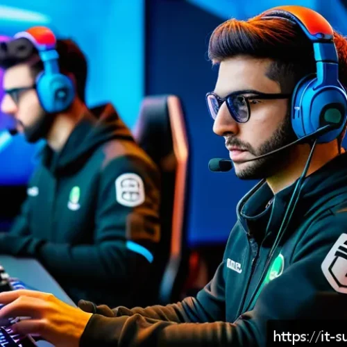 Home 31 서든어택 랭크 시스템 - A dynamic esports scene set in a modern Italian gaming arena, featuring a diverse team of young adul...
