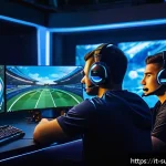 Home 17 서든어택 프로 팀 명단 - A dynamic esports team scene featuring a group of young, focused gamers in a modern gaming arena wit...
