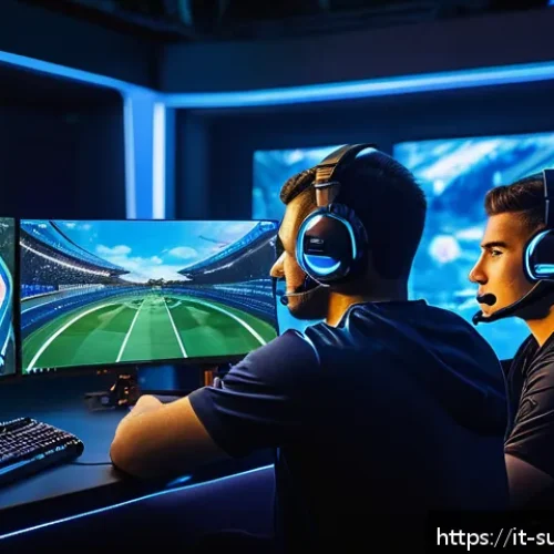 Home 29 서든어택 프로 팀 명단 - A dynamic esports team scene featuring a group of young, focused gamers in a modern gaming arena wit...